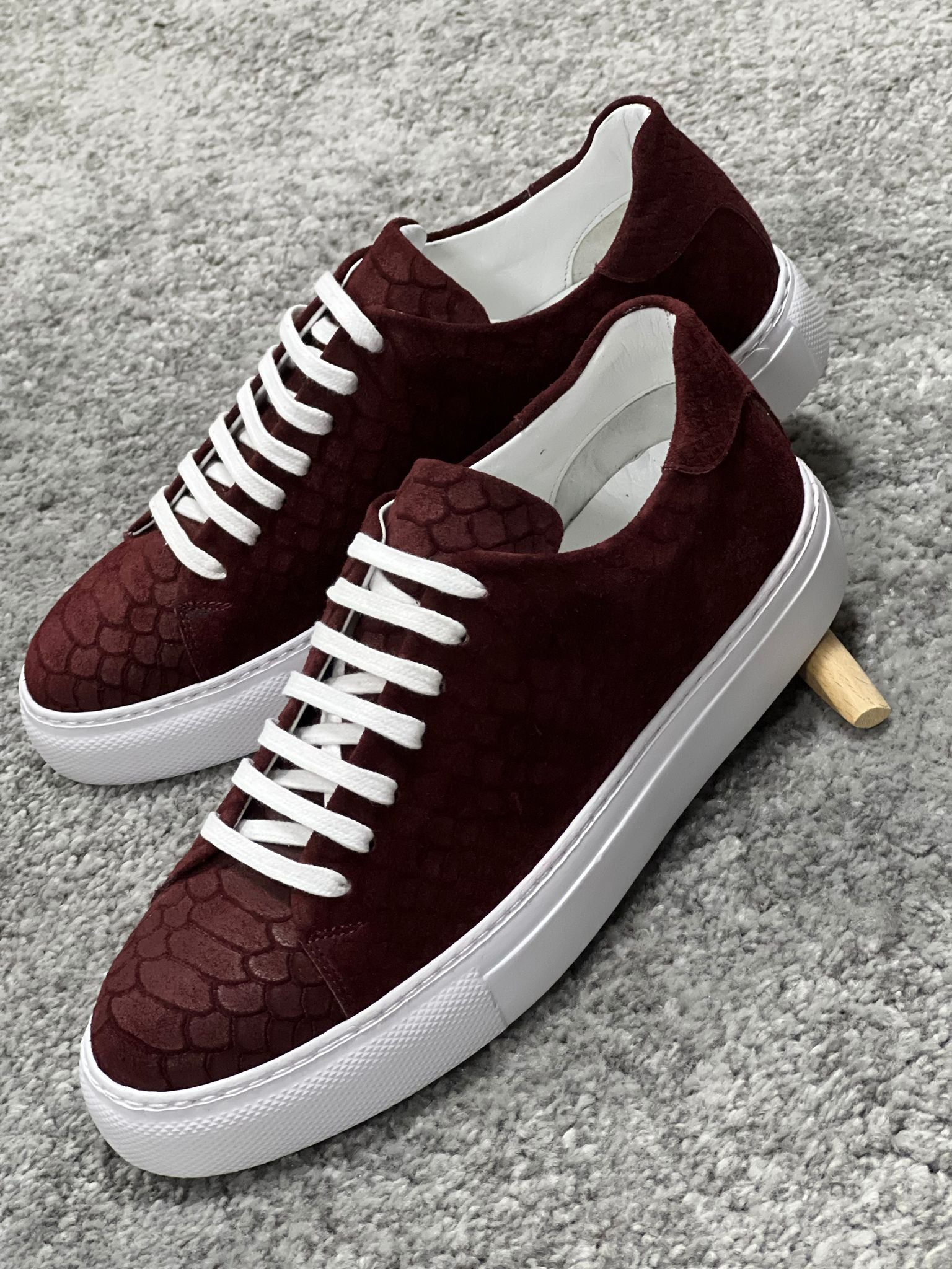 Burgundy suede sale sneakers