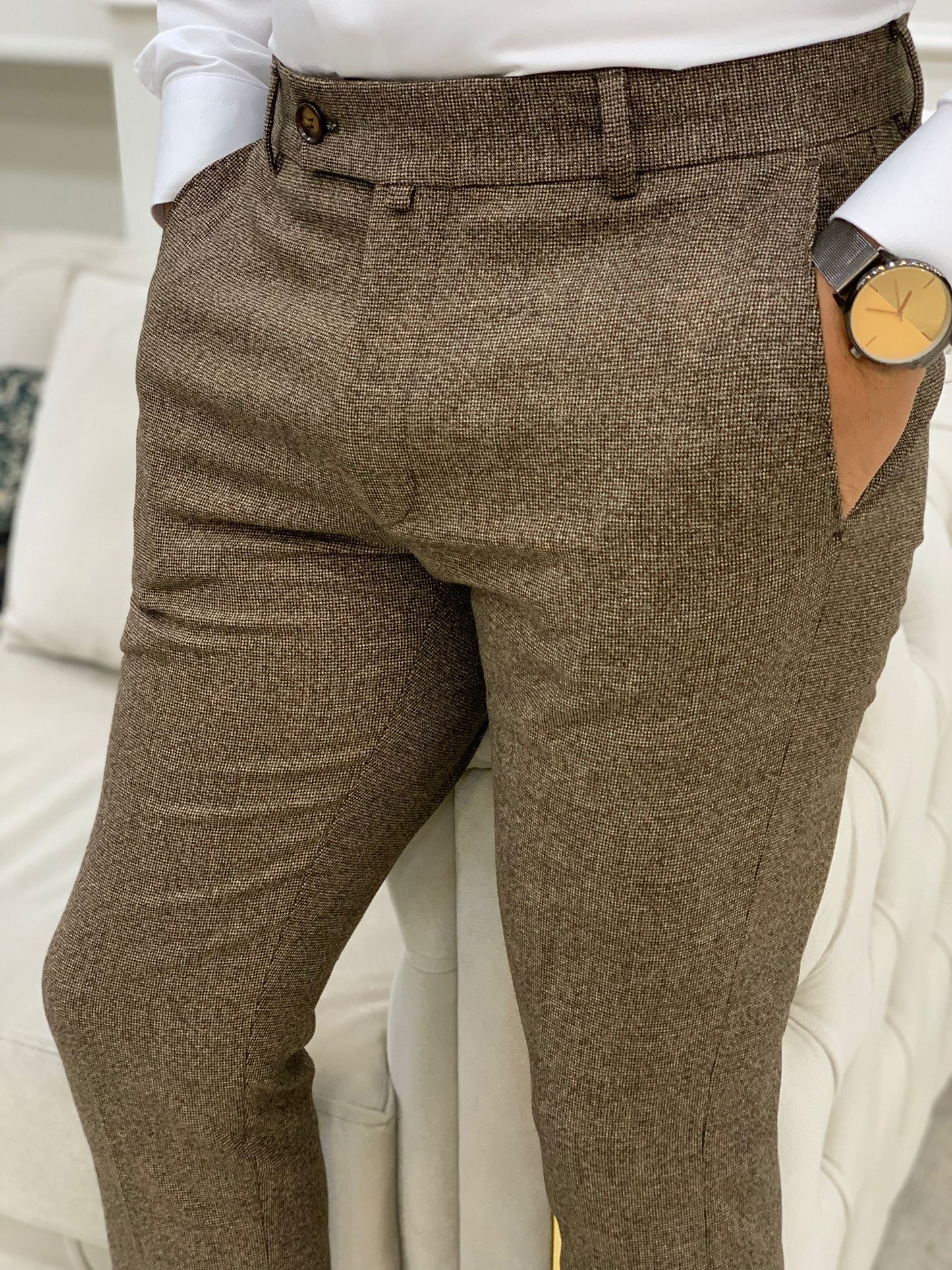 Serra Brown Slim Fit Pants