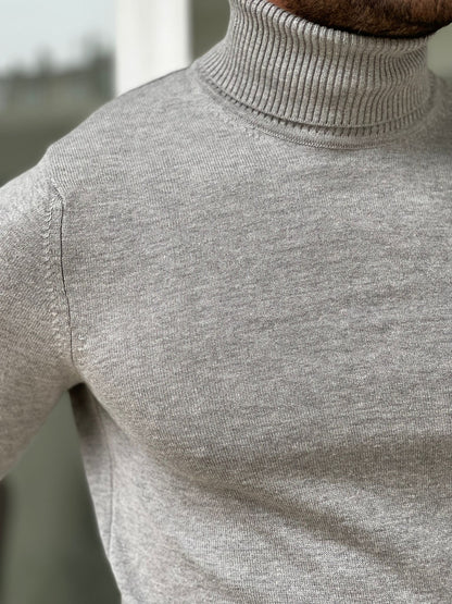 Capel Gray Slim Fit Turtleneck Sweater