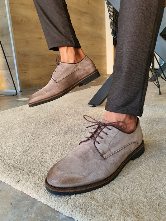 Stefano Beige Suede Derbys