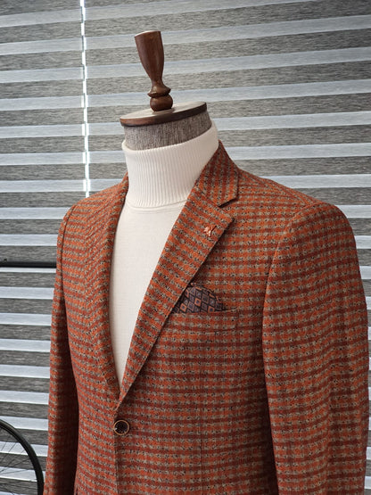 Napoli Tile Slim Fit Plaid Wool Suit