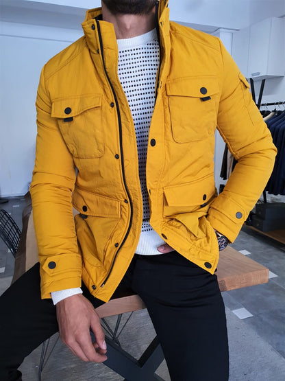 Stefano Yellow Slim Fit Coat