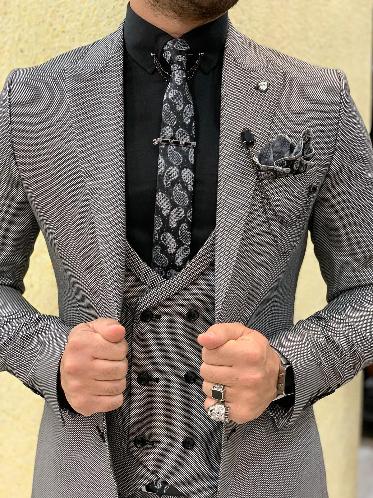 Eros Gray Slim Fit Wool Suit