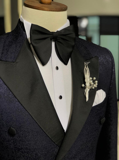 Abboud Navy Blue Embroidery Tuxedo
