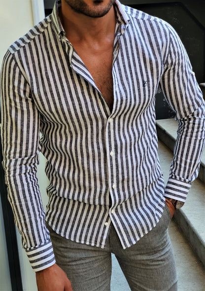 Brabion Stefano Gray Striped Shirt