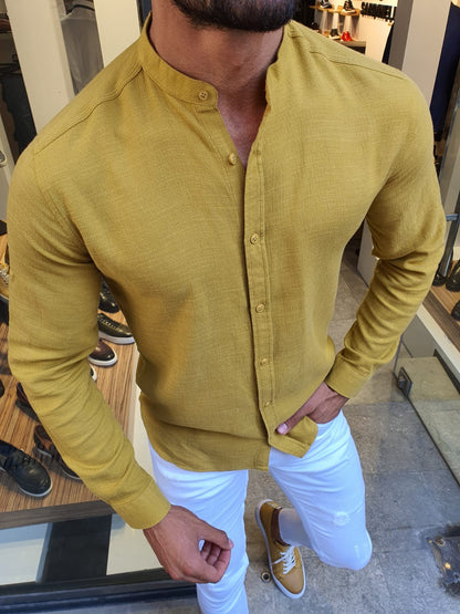 Madison Yellow Slim Fit Cotton Shirt