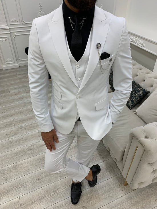 Wilson White Slim Fit Peak Lapel Suit – BRABION