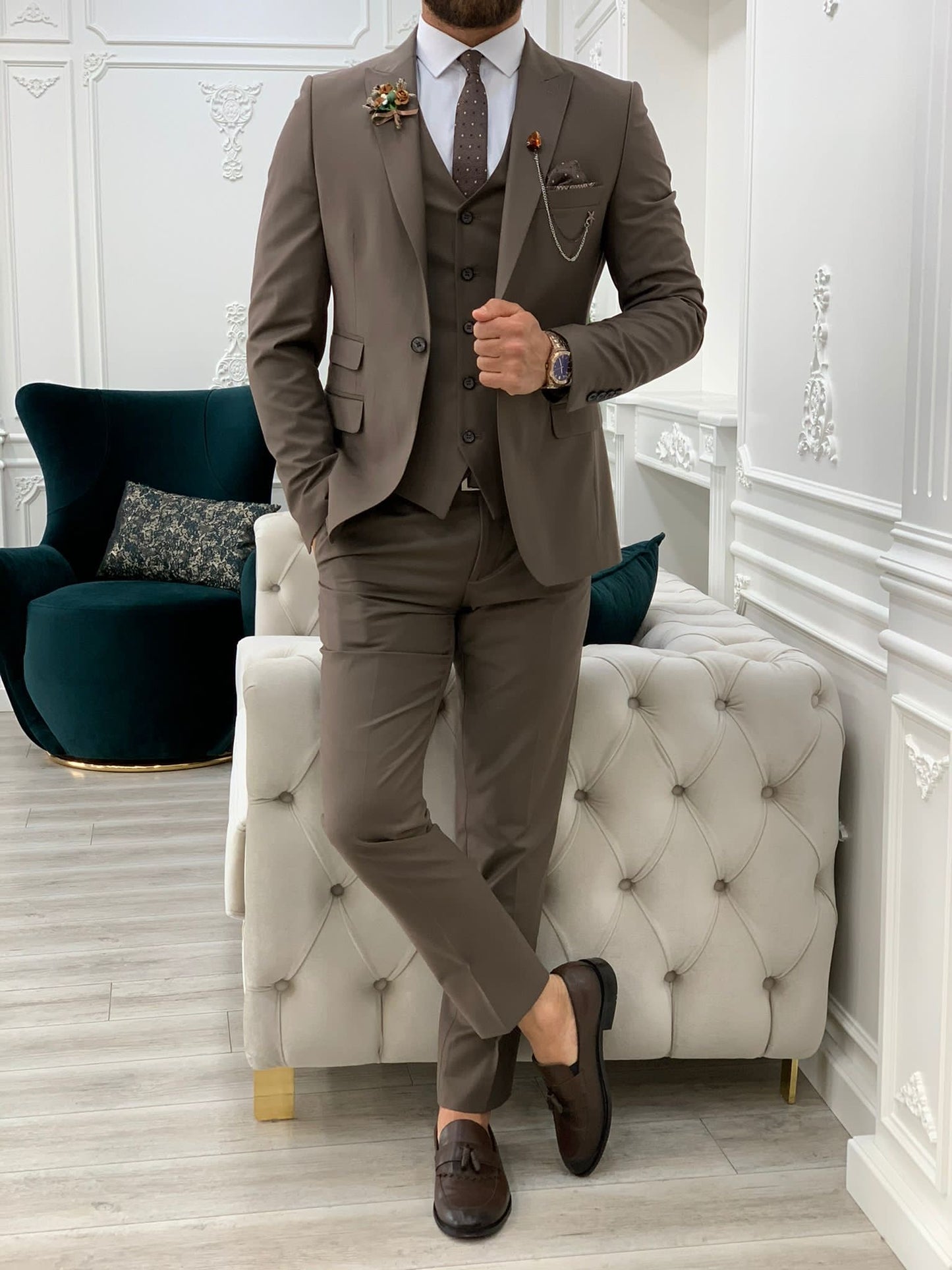Lance Coffee Slim Fit Suit