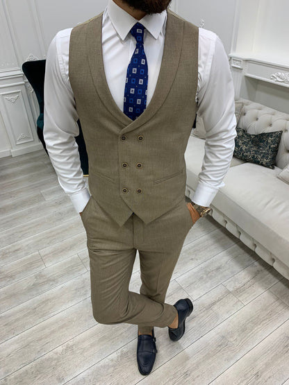 Austin Brown Slim Fit Peak Lapel Suit