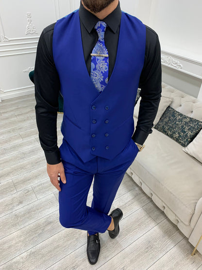 Amato Royal Blue Slim Fit Peak Lapel Suit