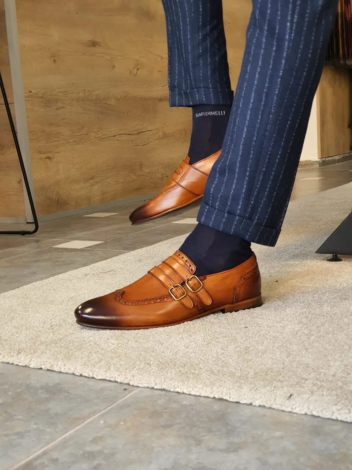 Stefano Tan Buckle Wingtip Loafers - Elegant Men's Dress Shoes BRABION Stefano Tan Buckle Wingtip Loafers - Elegant Men's Dress Shoes BRABION