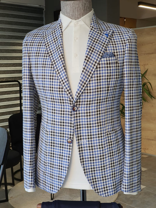 Napoli Sax Slim Fit Plaid Suit