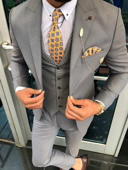 Austin Gray Patterned Slim-Fit Suit