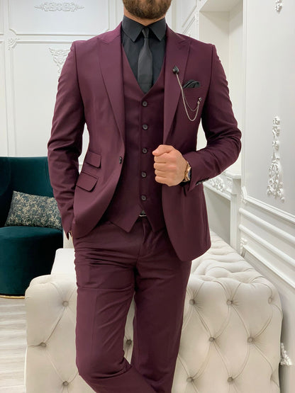 Lance Burgundy Slim Fit Suit