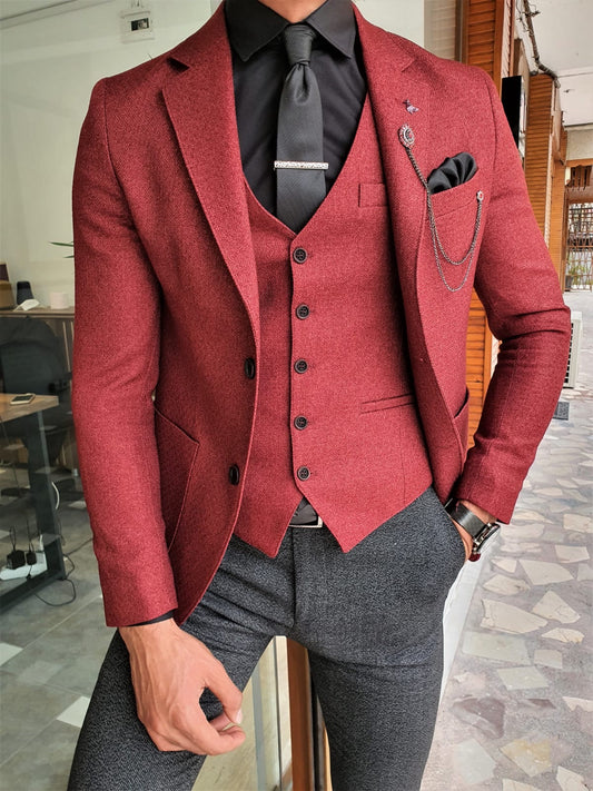 Henderson Claret Red Slim Fit Suit