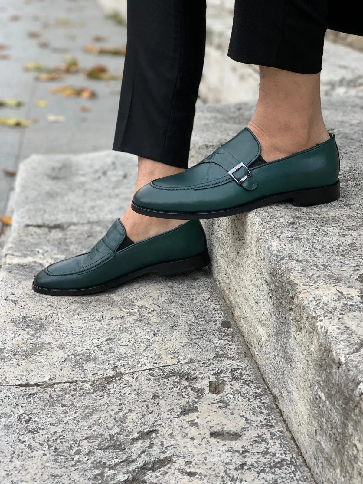 Stanoss Green Buckle Shoes - Stylish Leather Footwear for Every Occasion BRABION Stanoss Green Buckle Shoes - Stylish Leather Footwear for Every Occasion BRABION