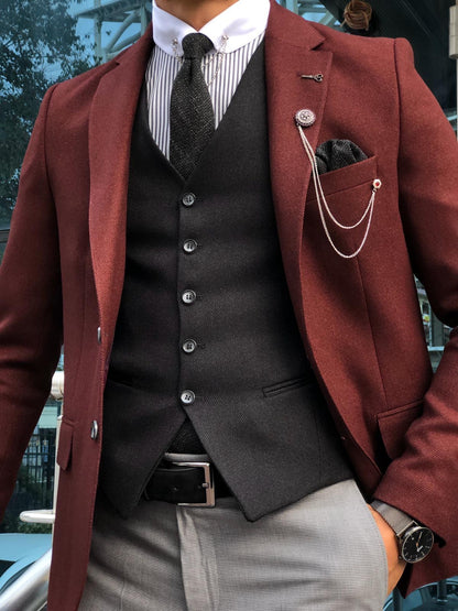 Clark Burgundy Slim Fit Suit