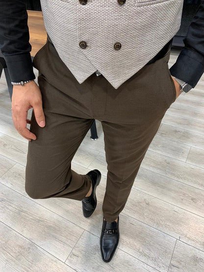 Wilson Coffee Slim Fit Plaid Suit