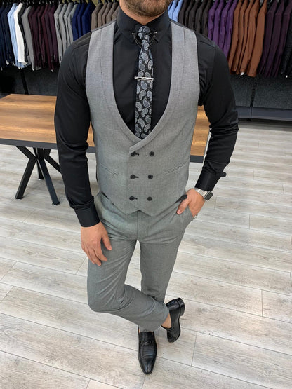 Eros Gray Slim Fit Wool Suit