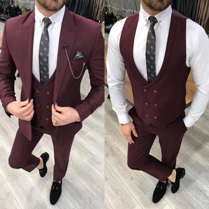 Louis Slim Fit Burgundy Suit