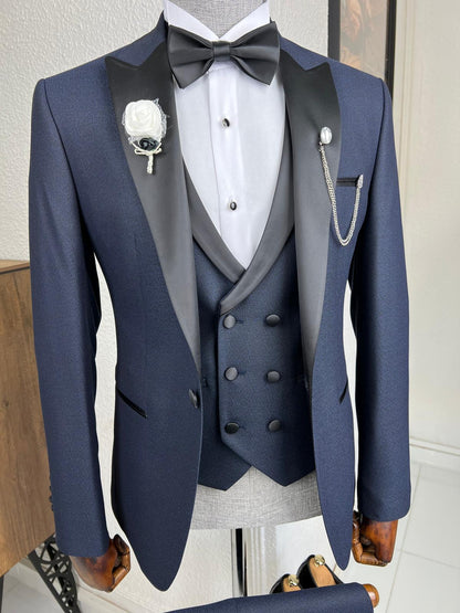 Veneta Slim Fit Dovetail Collared Navy Blue Tuxedo