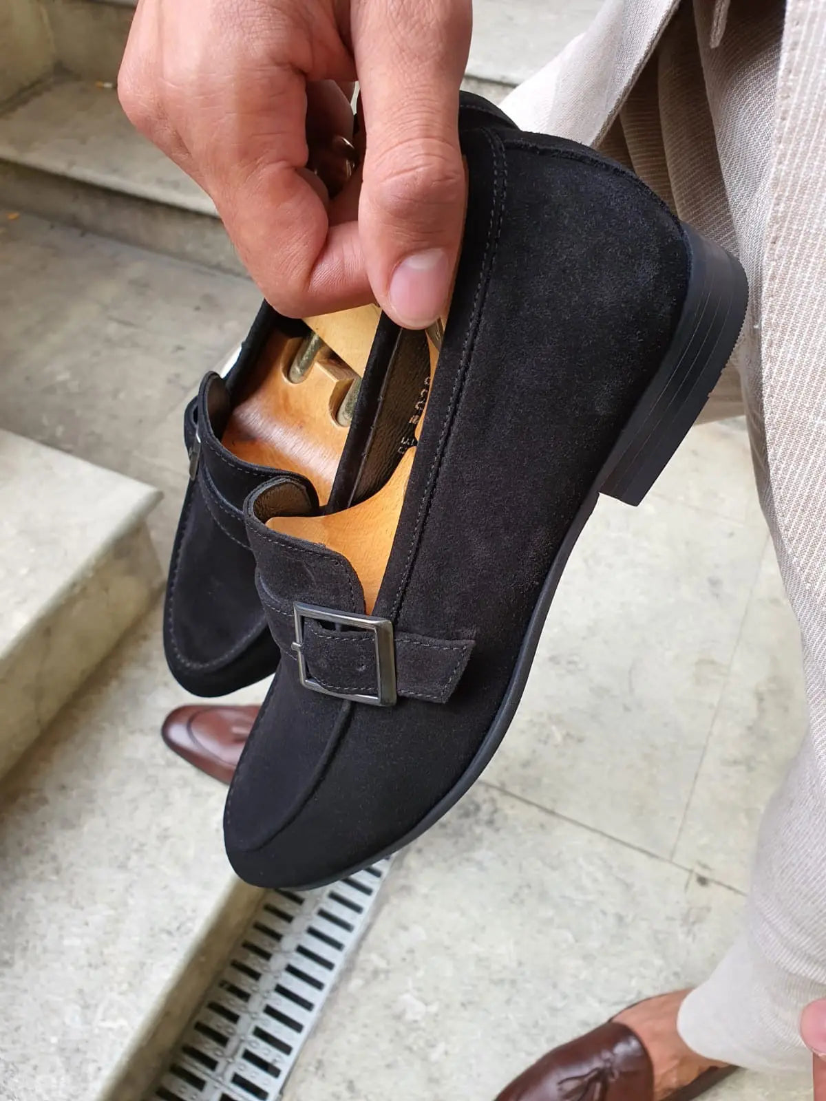 Henderson Black Suede Buckle Loafers - Stylish Men's Formal and Smart-Casual Shoes BRABION Henderson Black Suede Buckle Loafers - Stylish Men's Formal and Smart-Casual Shoes BRABION