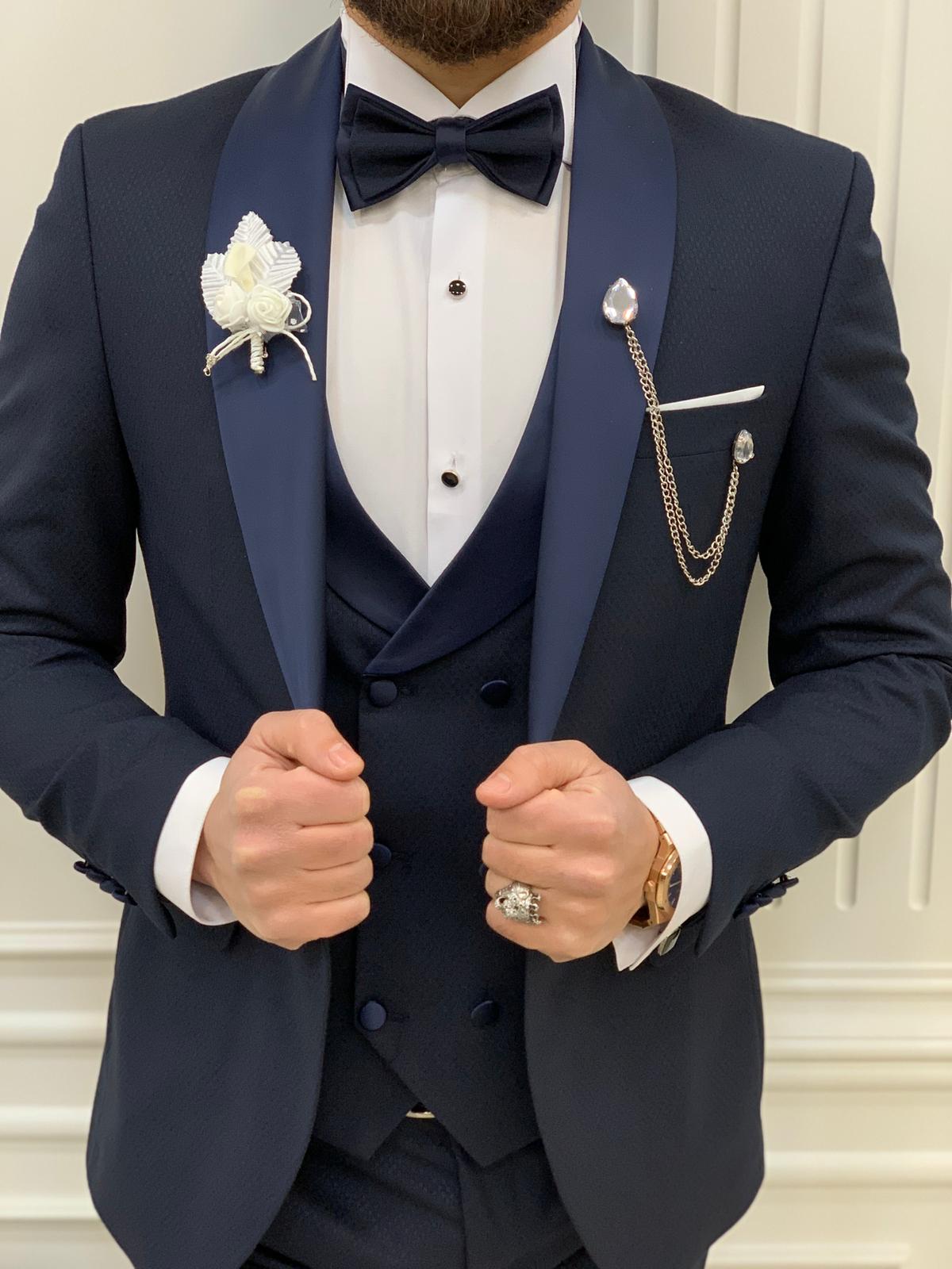 Blue shawl hot sale collar tuxedo