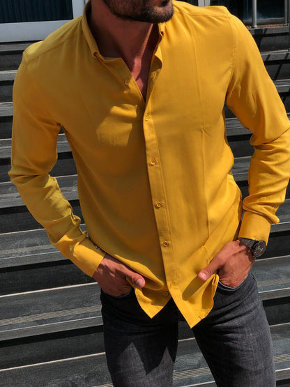 Yellow Buttoned Slim Fit Shirt