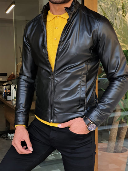Clemson Black Slim Fit Leather Jacket