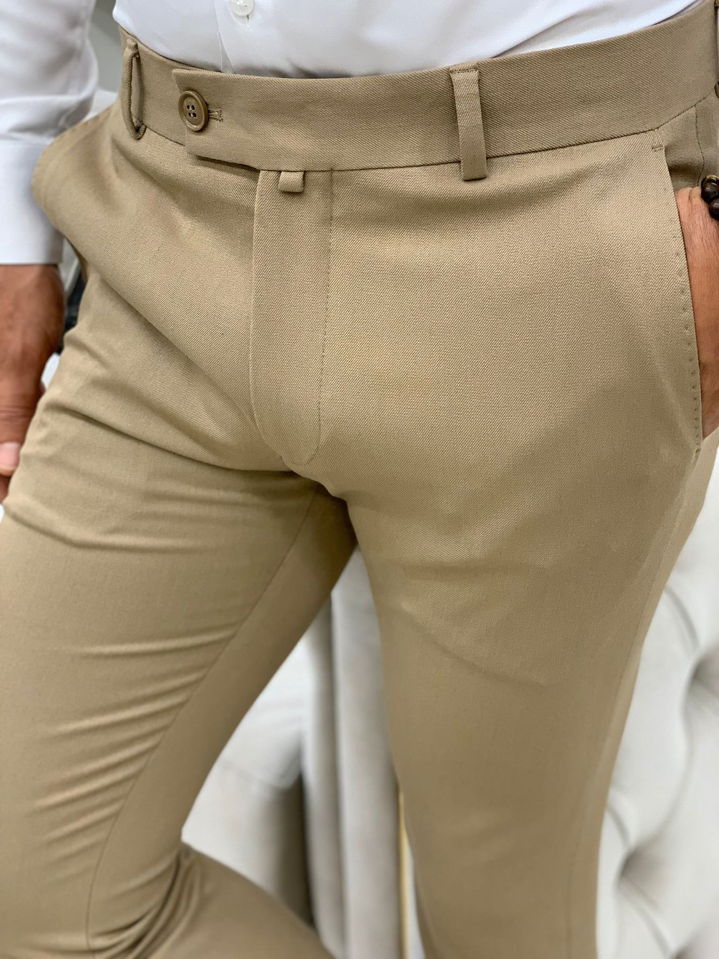 Serra Cream Slim Fit Pants