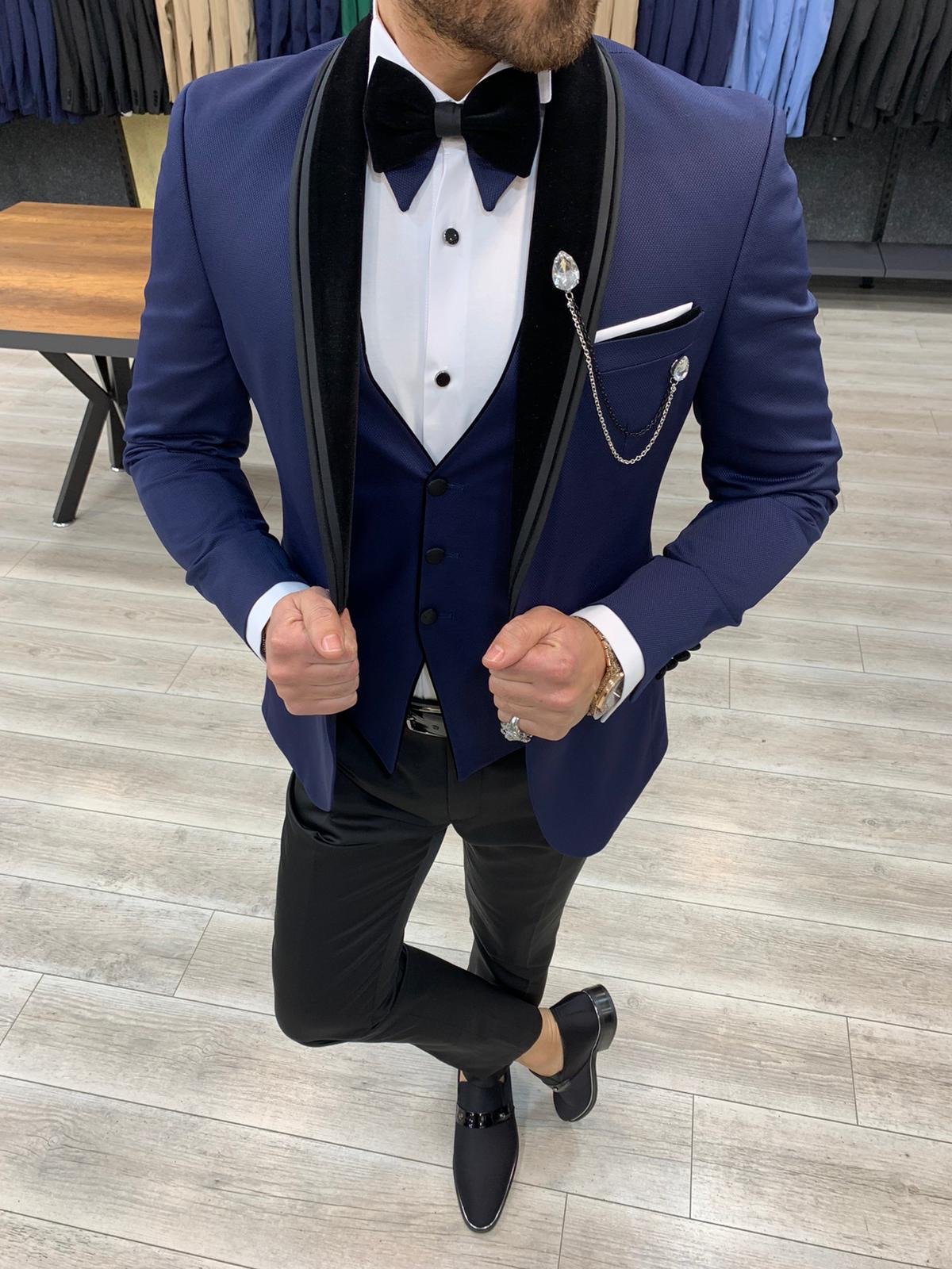 Owen Royal Slim Fit Navy Tuxedo – BRABION