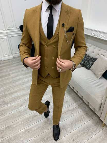 Stefano Mustard Slim Fit Suit