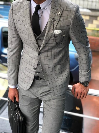 Austin Gray Plaid Slim-Fit Suit