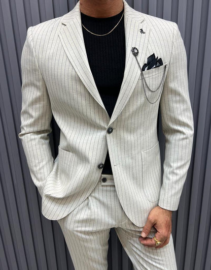 Sorento Gray Slim Fit Linen Suit