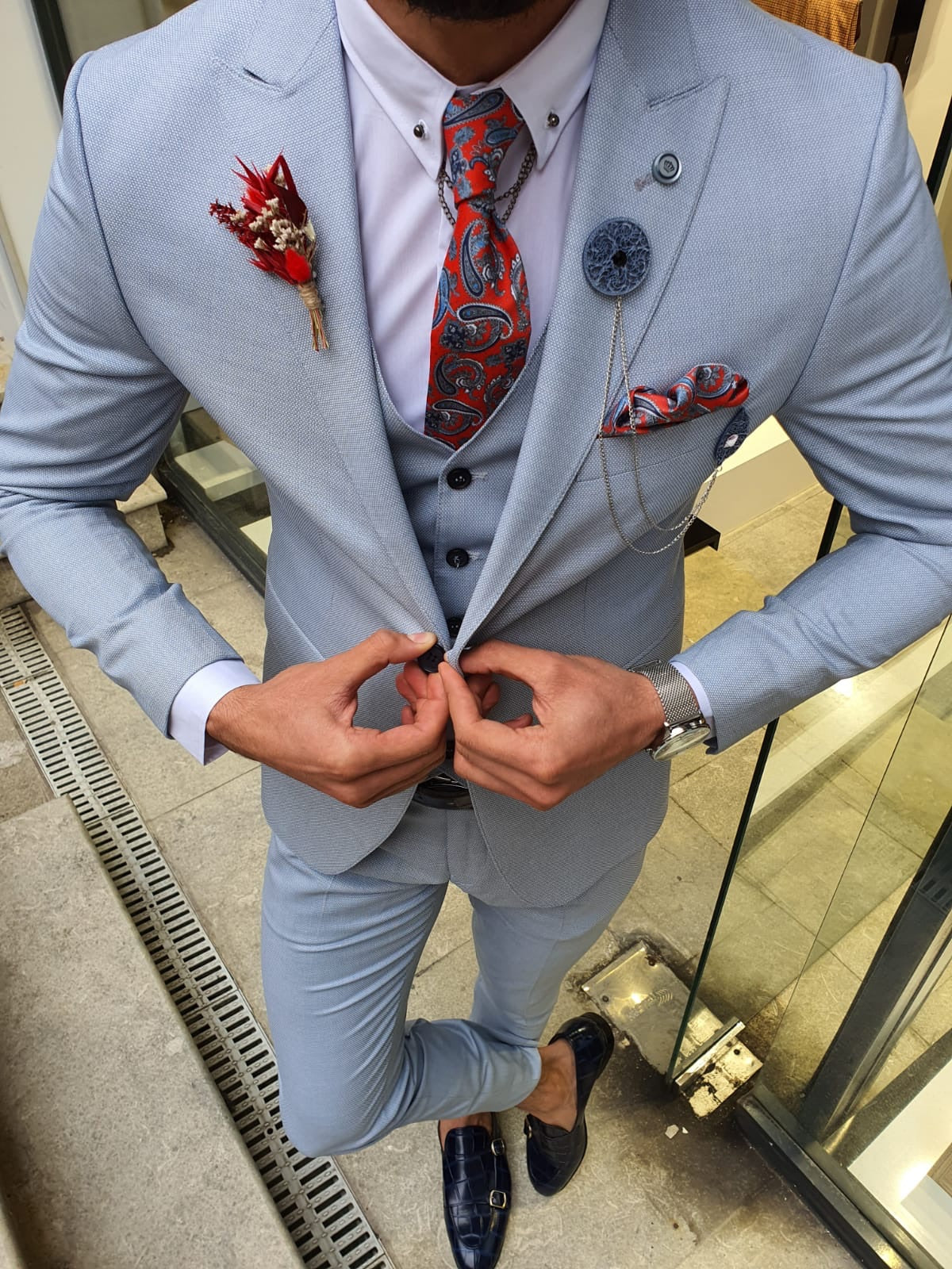 Olympia Blue Slim Fit Suit