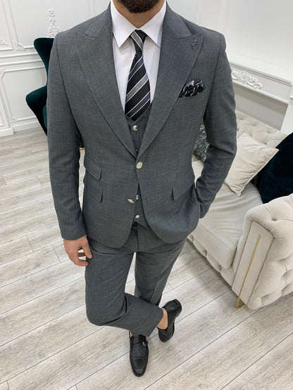 Nile Gray Slim Fit Peak Lapel Suit