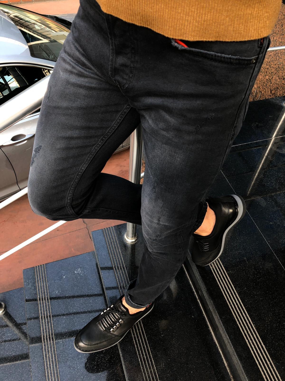 Gerry Black Slim Fit Ripped Jeans