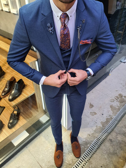 Utica Indigo Slim Fit Patterned Suit