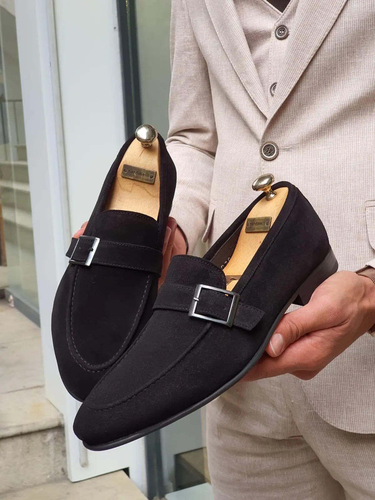 Henderson Black Suede Buckle Loafers - Stylish Men's Formal and Smart-Casual Shoes BRABION Henderson Black Suede Buckle Loafers - Stylish Men's Formal and Smart-Casual Shoes BRABION