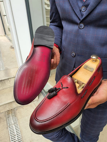 Tassel Leather Burgundy Loafers