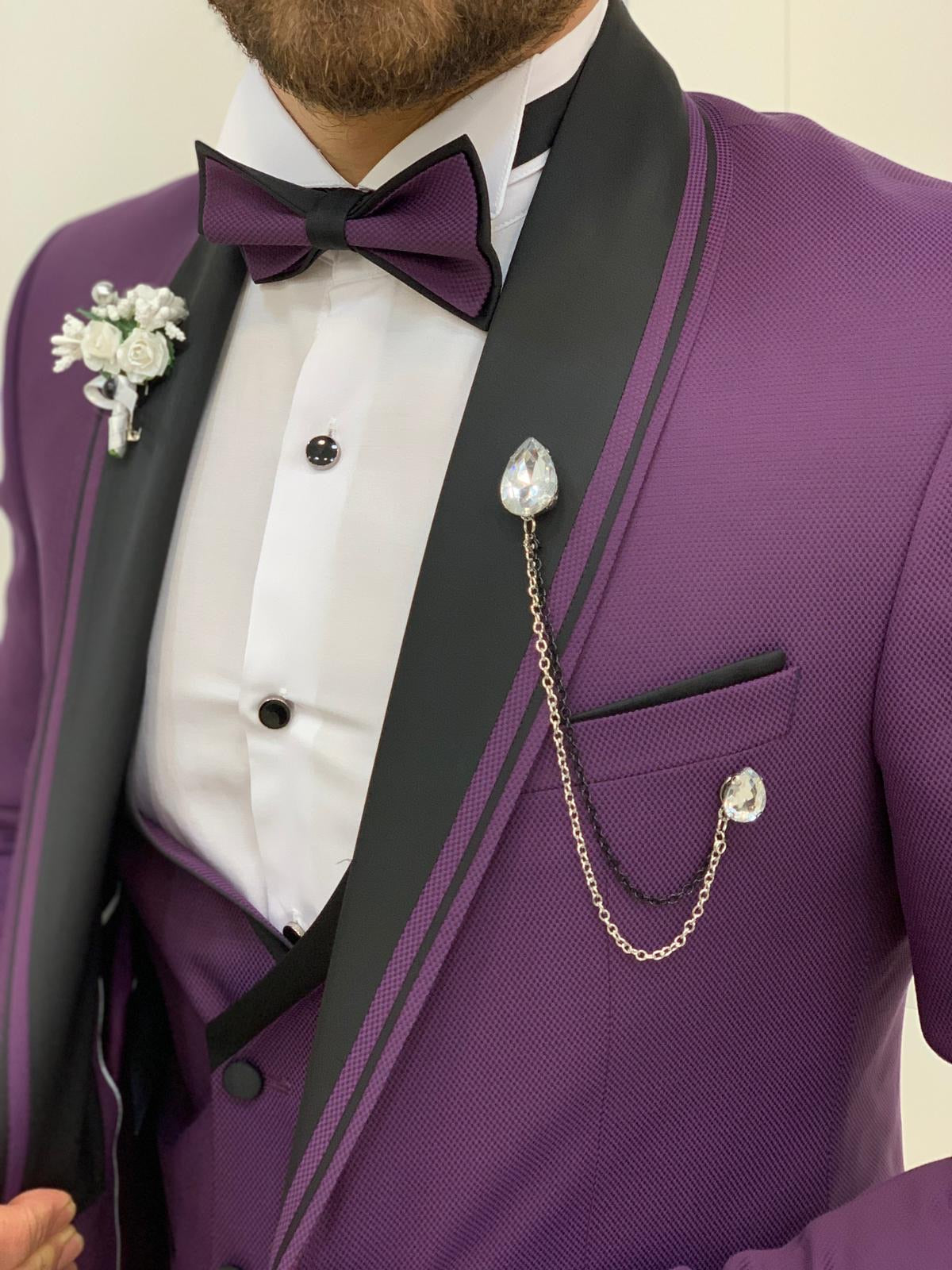 Napoli Purple Slim Fit Shawl Lapel Tuxedo