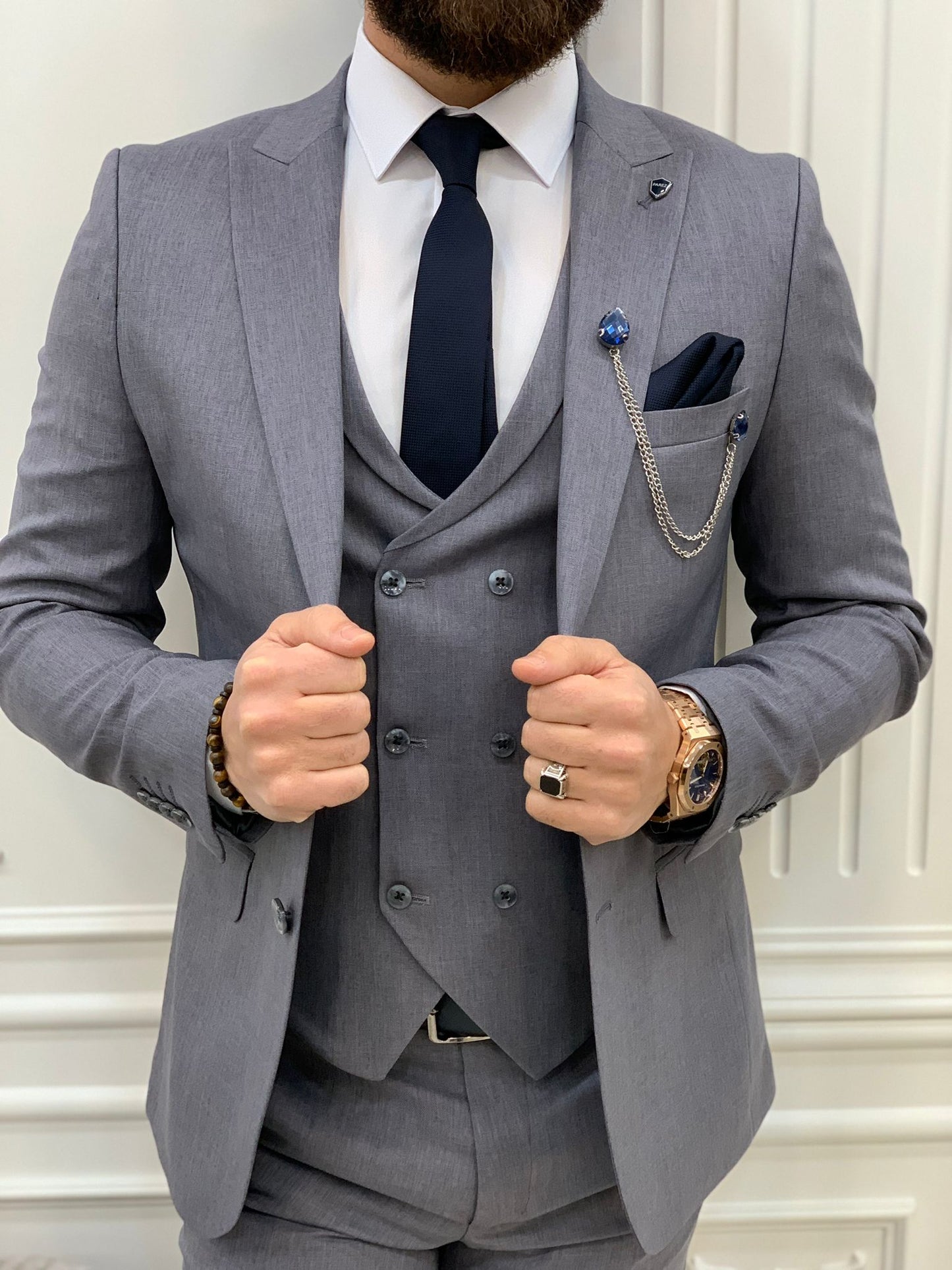 Stefano Gray Slim Fit Suit