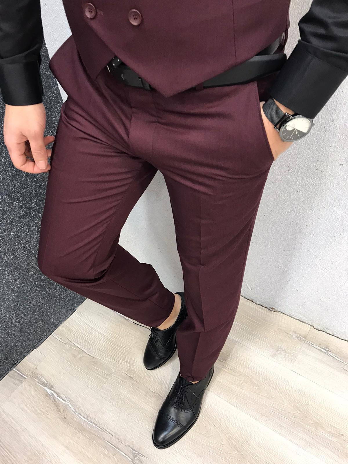 Lancaster Burgundy Slim Fit Suit | Elegant Men's Suit for Weddings & Business BRABION Lancaster Burgundy Slim Fit Suit | Elegant Men's Suit for Weddings & Business BRABION
