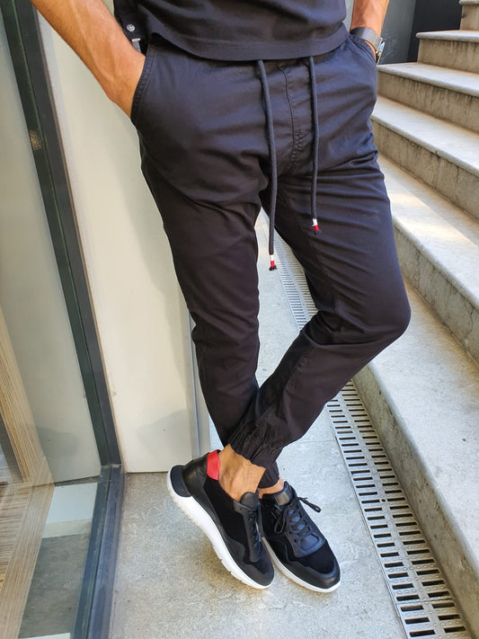 Bern Black Slim Fit Laces Jeans