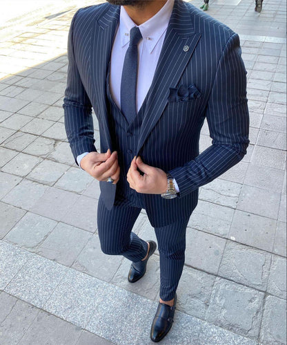 Bonomi Blue Stripped Slim-Fit Suit