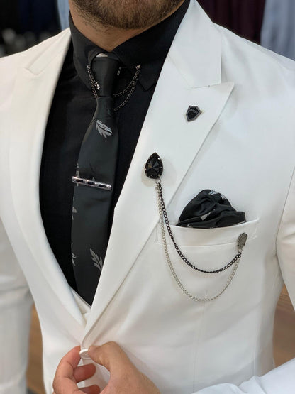 Eros White Slim Fit Wool Suit
