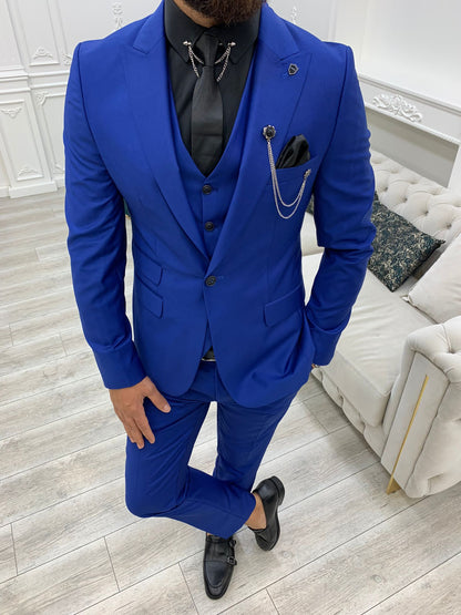Wilson Blue Slim Fit Peak Lapel Suit