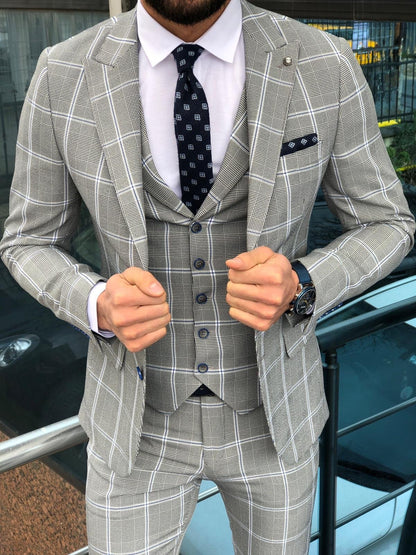 Austin Gray Plaid Slim-Fit Suit