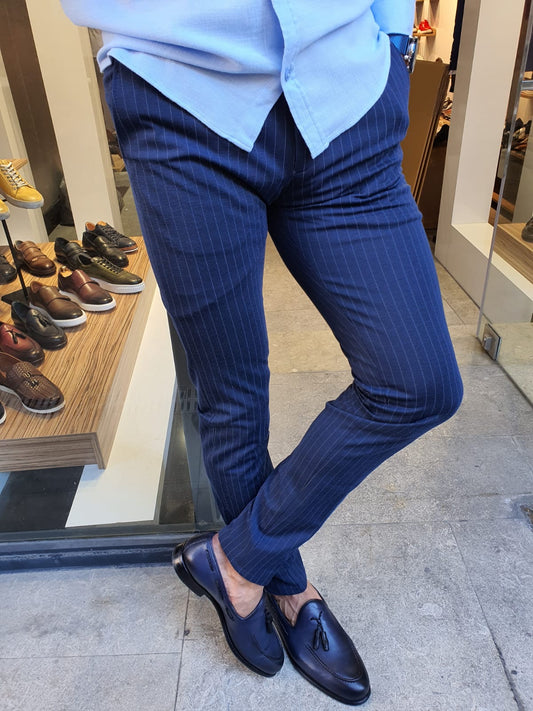 Oakland Indigo Slim Fit Pinstripe Pants