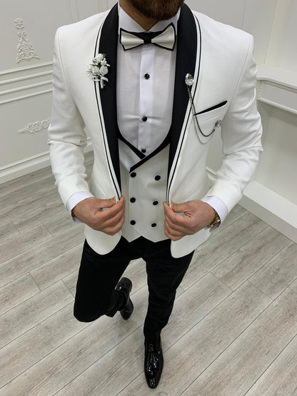 Napoli White Slim Fit Shawl Lapel Tuxedo